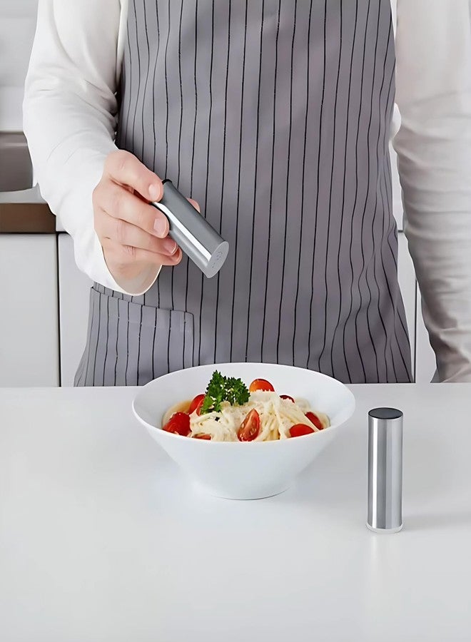 Patel's Kitchen Stainless Steel Salt and Pepper Shaker Set, Modern Cylindrical Design, 2-Piece - Image 3